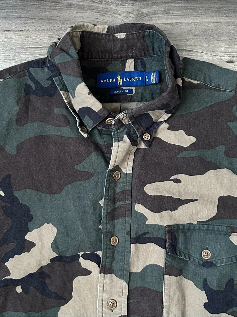 Polo Ralph Lauren Mens Camo Button Down Shirt Classic Fit Camouflage Large L